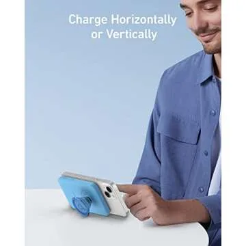 Anker 622 Magnetic Battery (MagGo with Popsocket), 5,000mAh Magnetic Portable Charger with Swappable PopGrip and Stand, USB-C for iPhone 13 and 12 Series.