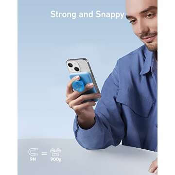Anker 622 Magnetic Battery (MagGo with Popsocket), 5,000mAh Magnetic Portable Charger with Swappable PopGrip and Stand, USB-C for iPhone 13 and 12 Series.