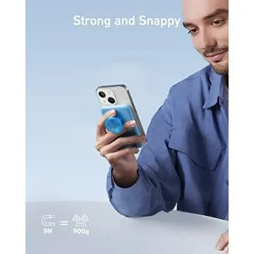 Anker 622 Magnetic Battery (MagGo with Popsocket), 5,000mAh Magnetic Portable Charger with Swappable PopGrip and Stand, USB-C for iPhone 13 and 12 Series.