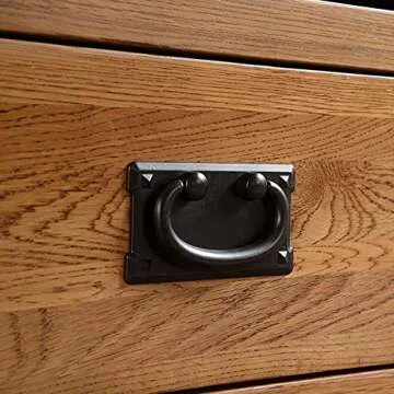 2pcs Vintage Antique Bronze Drawer Ring Pull Handles Knobs Hardware for Dresser Cabinet Door Furniture Drawers Bronze Hand Mission Hardware(Black)