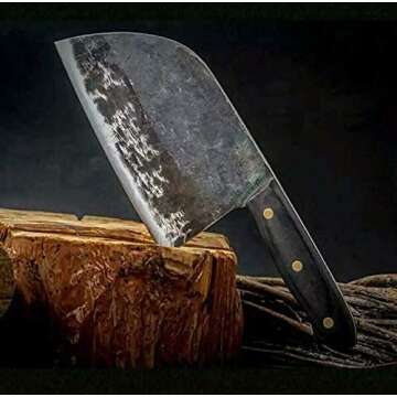 Hunters Serbian Chef Knife - Kitchen Knife Chef Knives Handmade Forged Full Tang High-carbon Clad Steel Professional butcher knife Cleaver Meat Slicing Chopping Tool