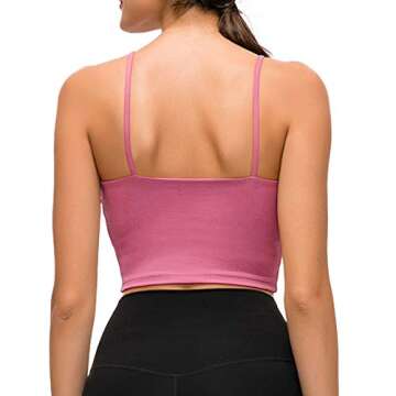 light & leaf Crop Tank Tops for Women with Built in Bra Padded Longline Sports Bra Long Cropped Yoga Tank for Athletic