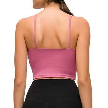 light & leaf Crop Tank Tops for Women with Built in Bra Padded Longline Sports Bra Long Cropped Yoga Tank for Athletic