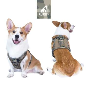AUROTH Tactical Dog Harness for Small Medium Dogs No Pull Adjustable Pet Harness Reflective K9 Worki...