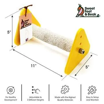 Sweet Feet and Beak Medium Portable Perch and Weaning Stand for Birds. Keep Nails and Beaks in Top Condition - Safe, Non-Toxic, Easy to Install Cage Accessories