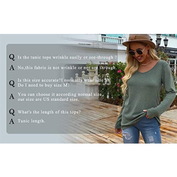 Stylish Jescakoo Women's Long Sleeve V Neck Tunic