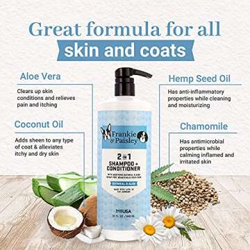 Frankie & Paisley 2-in-1 Soothing Dog Grooming Shampoo and Conditioner for Dry or Itchy Skin and All...