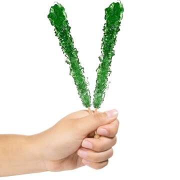 Candy Envy - Green Rock Candy Sugar Sticks - Green Apple Flavored - 12 Indiv. Wrapped