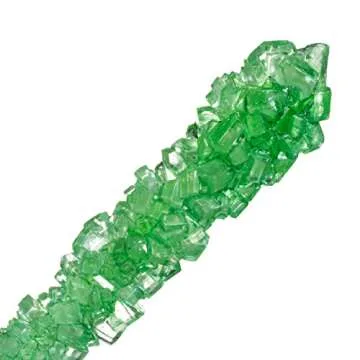 Green Rock Candy Sugar Sticks - 12 Individually Wrapped