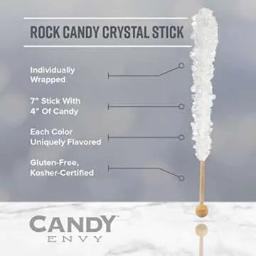 Green Rock Candy Sugar Sticks - 12 Individually Wrapped