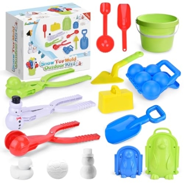 Snowball Makers for Toddlers,Snowball Tool Kit with Handle Shovel and Bucket, Winter Outdoor Snowbal...