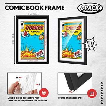 Geetery 8 Pack Comic Book Frame Set for Stylish Display, UV Protection