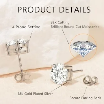 Stunning Moissanite Stud Earrings with Secure Fit