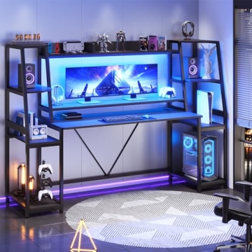 SEDETA 78.8'' LED Gaming Desk with Hutch & Storage - Ultimate Gamer Workstation