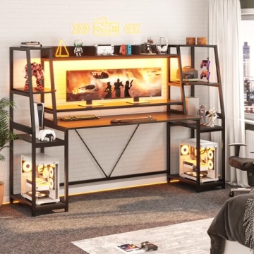 SEDETA 78.8 Inch LED Gaming Desk with Storage & Hutch