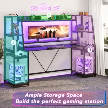 SEDETA 78.8 Inch LED Gaming Desk with Storage & Hutch