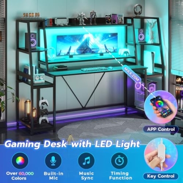 SEDETA 78.8 Inch LED Gaming Desk with Storage & Hutch