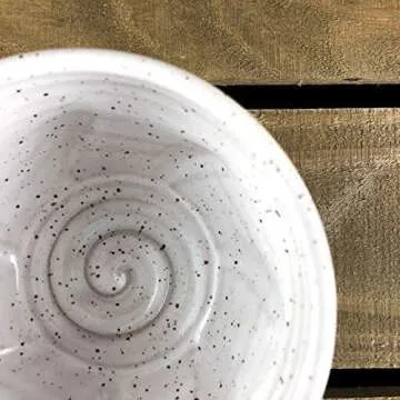 Handcrafted Speckled White Pottery Shaving Bowl for Men