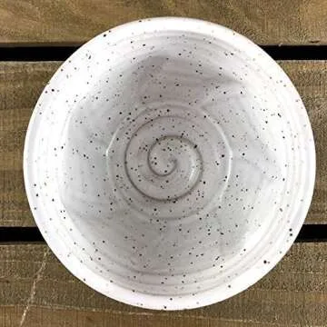 Handcrafted Speckled White Pottery Shaving Bowl for Men