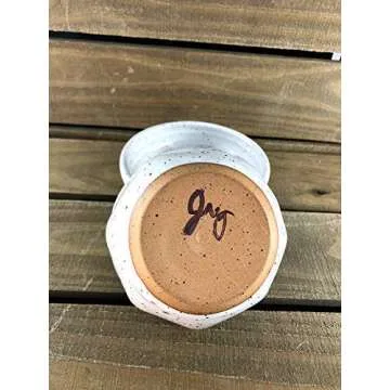 Handcrafted Speckled White Pottery Shaving Bowl for Men