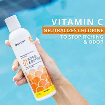 Solpri Swimmers Chlorine Vitamin C Swim Shampoo and Body Wash with Conditioner (16 Fl Oz Total)