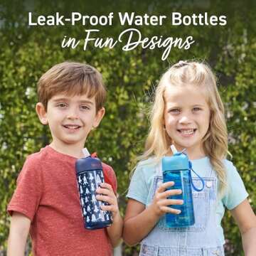 Bentgo Kids Water Bottle 2-Pack - Leak-Proof, Durable Tritan, BPA-Free 15 oz. Cup for Kids/Toddlers ...