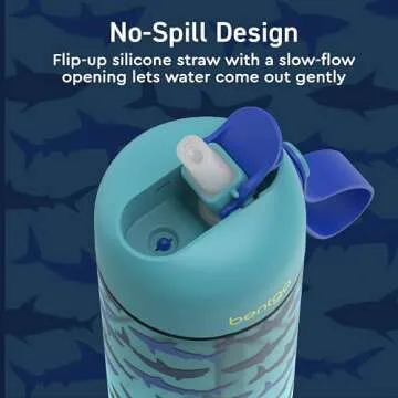 Bentgo Kids Water Bottle 2-Pack - Leak-Proof, Durable Tritan, BPA-Free 15 oz. Cup for Kids/Toddlers Ages 3+, Safe Sip Spout, & Dishwasher Safe for School/Sports/Daycare/Camp (Rocket/Shark)