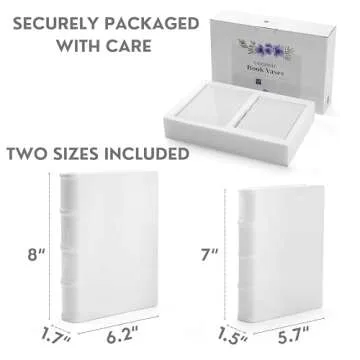 Set of 2 Ceramic Book vase for Flowers 8 and 7 inch Tall - Exquisitely Crafted for Unique Home Book Decor Accents - Elegant and Stylish Literary Inspired book flower vase - Ideal Gifts for Book Lovers