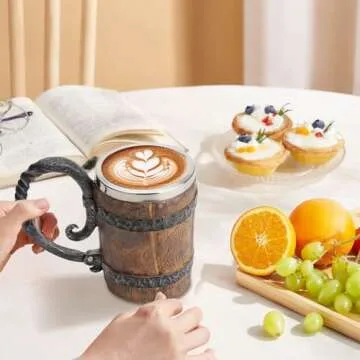 Kndatle Handmade Wooden Barrel Beer Mug for Craft Drinks