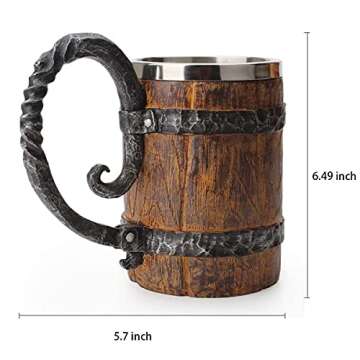 Kndatle Handmade Wooden Barrel Beer Mug for Craft Drinks