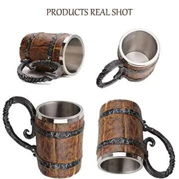 Kndatle Handmade Wooden Barrel Beer Mug for Craft Drinks
