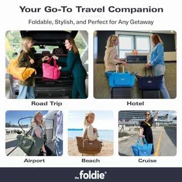 The Foldie® Foldable Travel Bag for Women [LARGE CAPACITY] - Packable & Expandable Tote Bag with Zipper for Travel