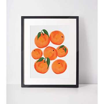 Oranges, Colorful Fruit Original Abstract Modern Contemporary Art Print, Minimalist Wall Art For Kit...