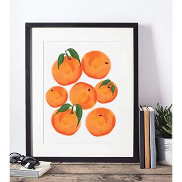 Oranges, Colorful Fruit Original Abstract Modern Contemporary Art Print, Minimalist Wall Art For Kitchen and Home Decor, Boho Art Print Poster, Country Farmhouse Wall Decor 11x14 Inches, Unframed