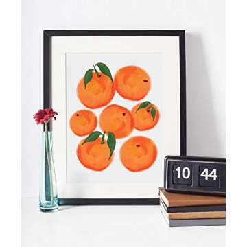 Oranges, Colorful Fruit Original Abstract Modern Contemporary Art Print, Minimalist Wall Art For Kitchen and Home Decor, Boho Art Print Poster, Country Farmhouse Wall Decor 11x14 Inches, Unframed
