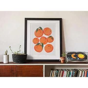 Oranges, Colorful Fruit Original Abstract Modern Contemporary Art Print, Minimalist Wall Art For Kitchen and Home Decor, Boho Art Print Poster, Country Farmhouse Wall Decor 11x14 Inches, Unframed