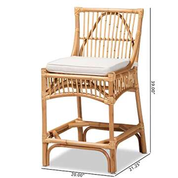 Baxton Studio Rose Stylish Bohemian Rattan Counter Stool