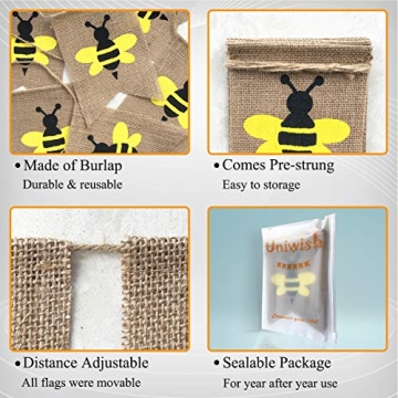 Uniwish Bumblebee Birthday Baby Shower Burlap Banner