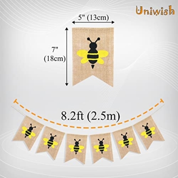 Uniwish Bumblebee Birthday Baby Shower Burlap Banner