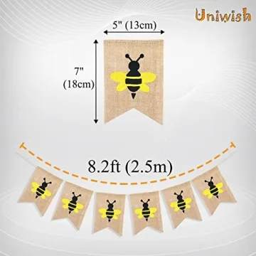 Uniwish Bumblebee Birthday Baby Shower Burlap Banner