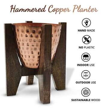 Olive + Crate ExquisiteHome Indoor Planters Handmade from Metal, Small Standing Planter Pots for Plants Indoor, Suitable for Succulents, Herbs, and Balcony Plant Pots