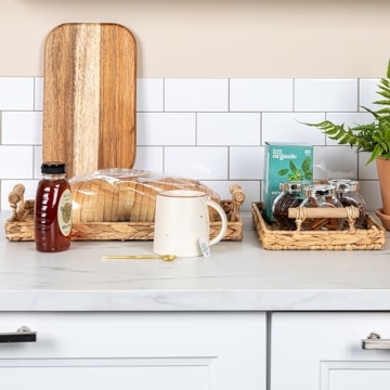 Stylish Water Hyacinth Rectangular Tray Set - Set of 2