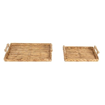 Stylish Water Hyacinth Rectangular Tray Set - Set of 2