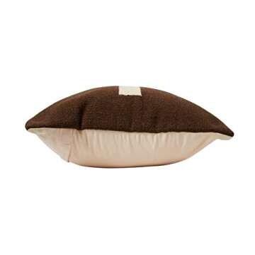 Creative Co-Op Swiss Cross Cotton Wool Throw Pillow, Brown and Cream