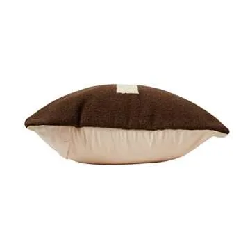 Creative Co-Op Swiss Cross Cotton Wool Throw Pillow, Brown and Cream