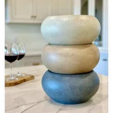 Hillside Home Store XL Portable Table Top Fire Pit - Durable, Concrete Indoor Fire Pit Tabletop, Smokeless Mini Fire Pit for Table, Fire Pit Bowl, Smores Maker - Black Pebble (Alabaster)