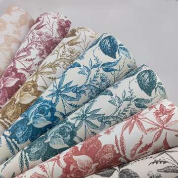 funlife Ash Gold Floral Wallpaper Peel and Stick, Rose Wallpaper Vintage, Textured PVC Monochrome Sketch Wall Mural Contact Paper, Wall Art Decor Sticker for Bedroom Living Room, 15.7" x 98.4"