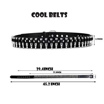 YYHJM Personalized Black Bullet Rivet Belt - A Unique Hip Hop Accessory for Everyone