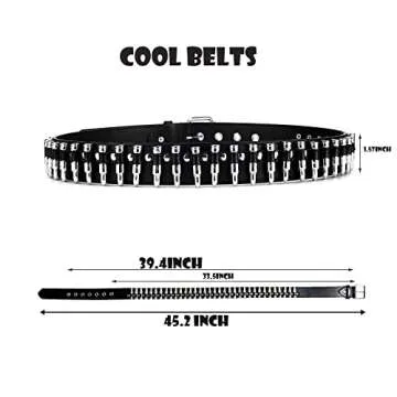 YYHJM Personalized Black Bullet Rivet Belt - A Unique Hip Hop Accessory for Everyone