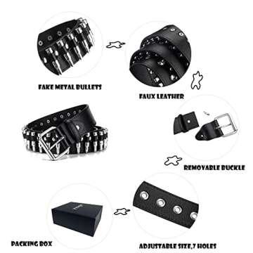 YYHJM Personalized Black Bullet Rivet Belt - A Unique Hip Hop Accessory for Everyone